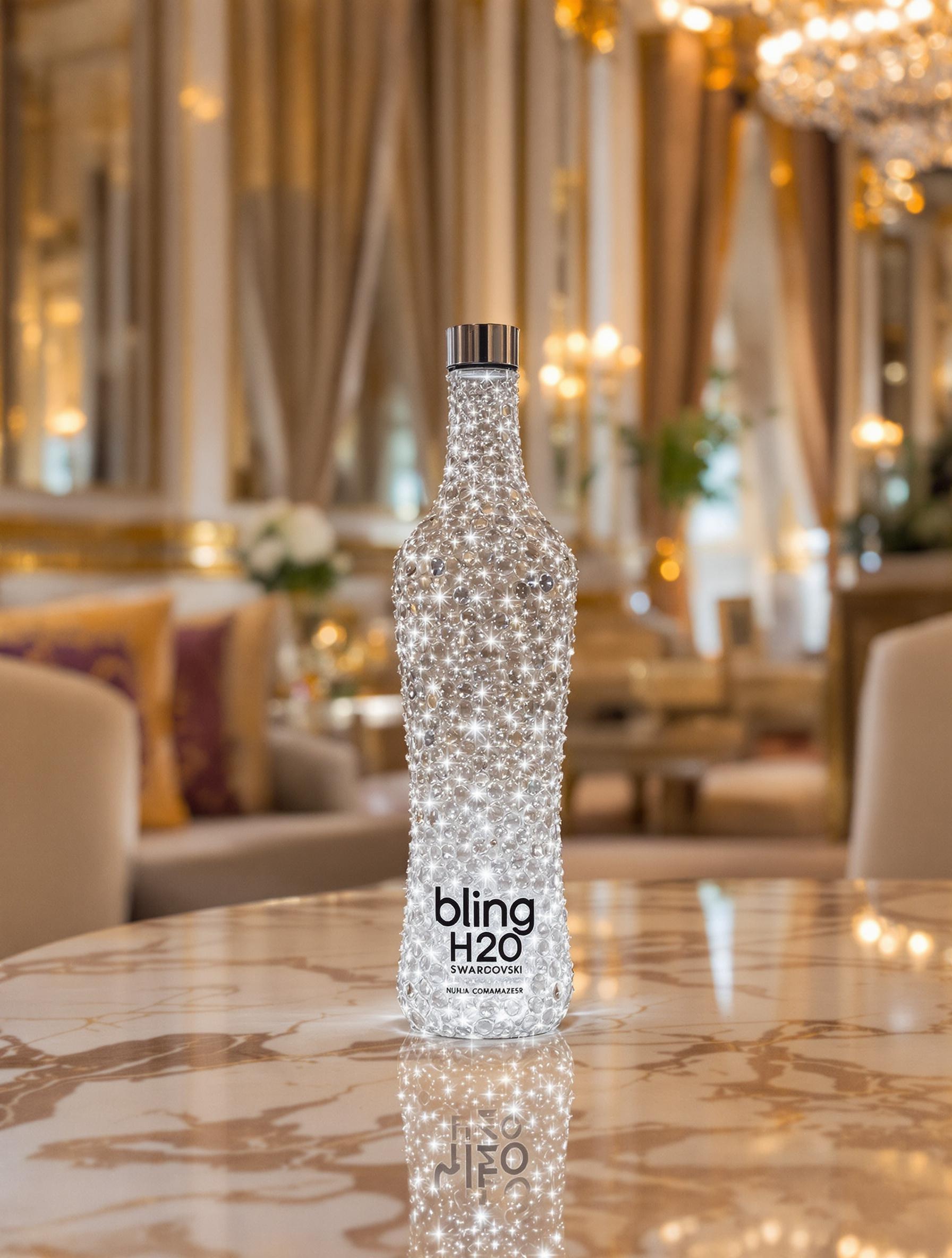 Bouteille Bling H2O Swarovski palace luxe marbre