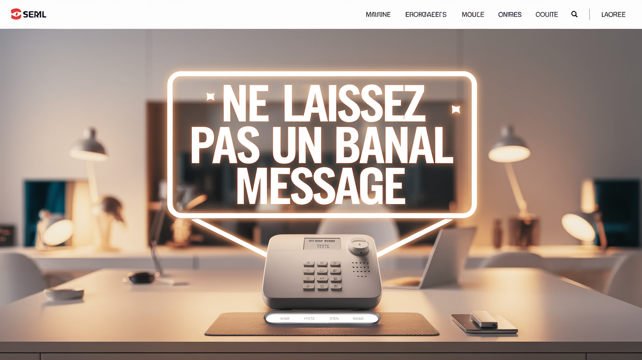 Bureau moderne avec téléphone fixe illustrant un répondeur créatif et professionnel