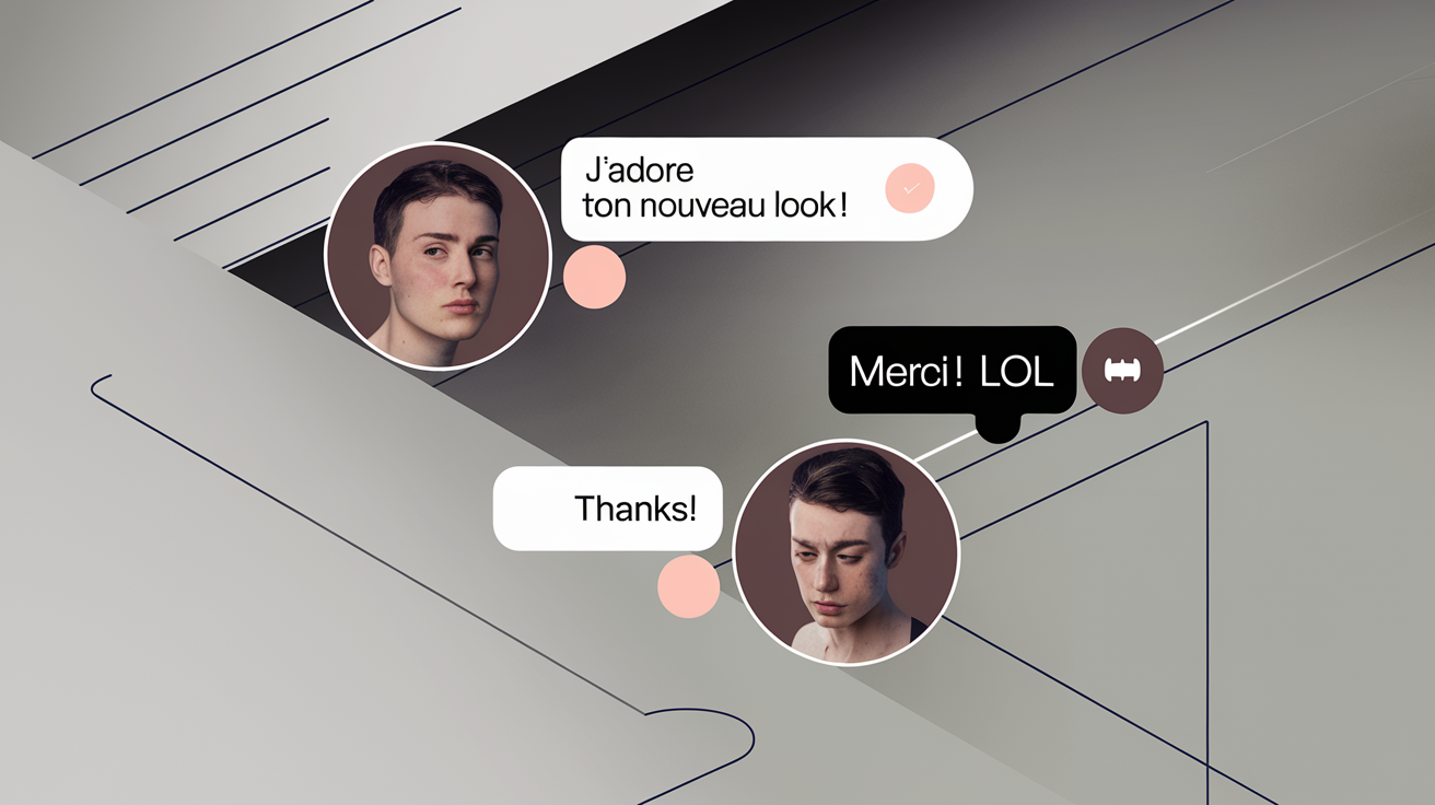 Conversation numérique où 'LOL' masque une émotion négative, illustrant l'ambiguïté moderne.