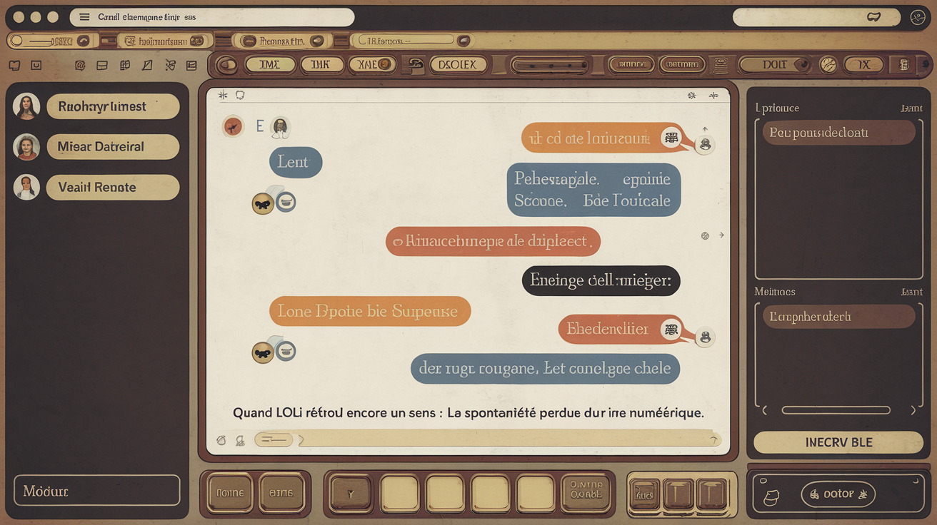 Ancienne interface de messagerie Internet illustrant l'époque où LOL était rare et spontané.