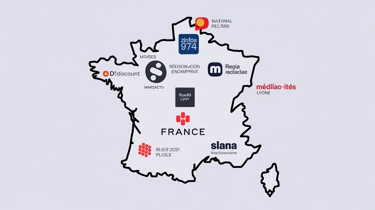 Carte de France des pure players e-commerce et médias régionaux