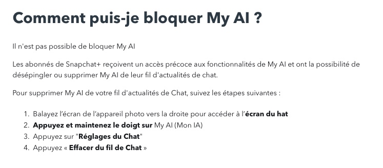 Chemin dans les réglages pour désépingler My AI sur Snapchat+