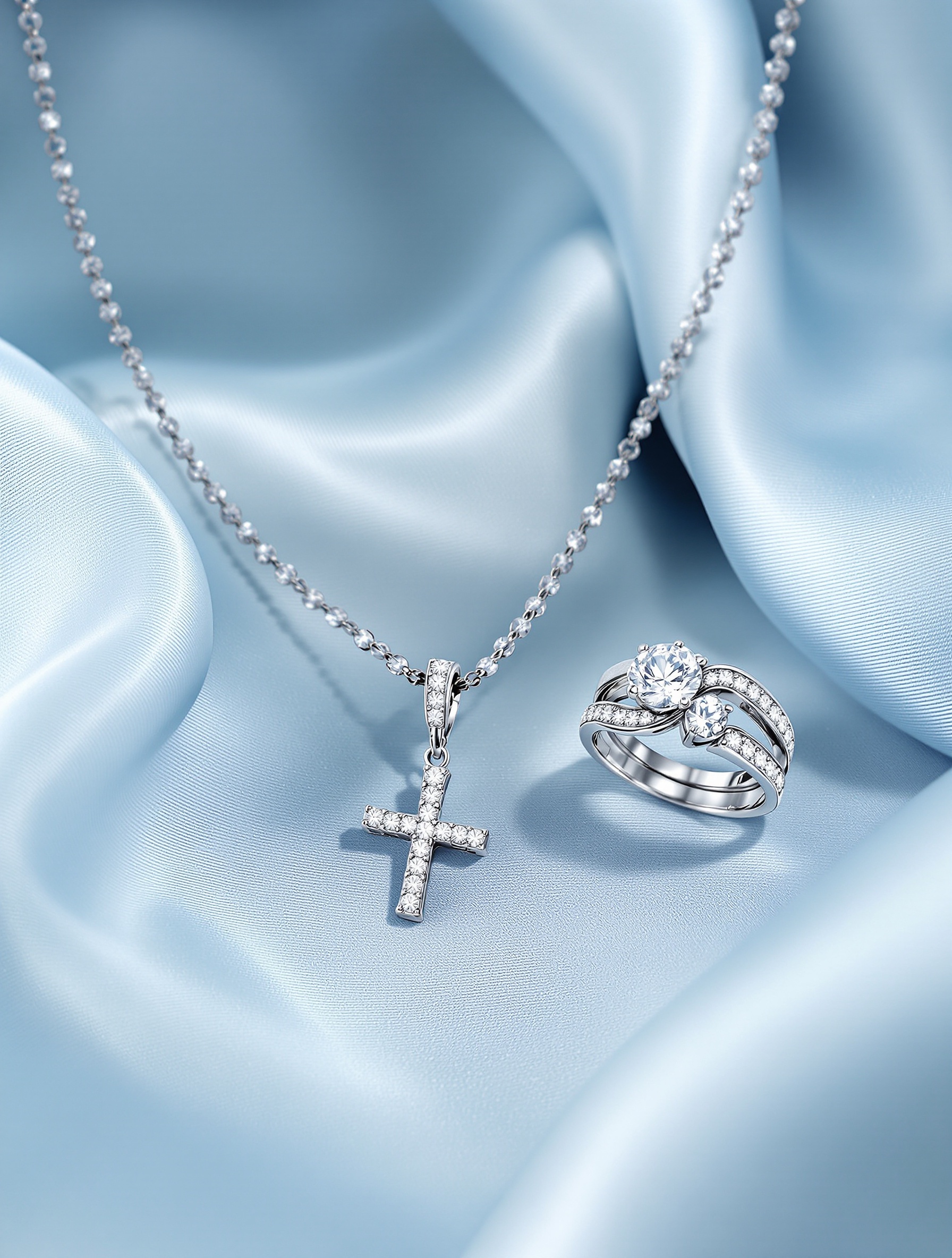 Collier Tiffany T-Smile et bague Chaumet Liens or blanc diamant