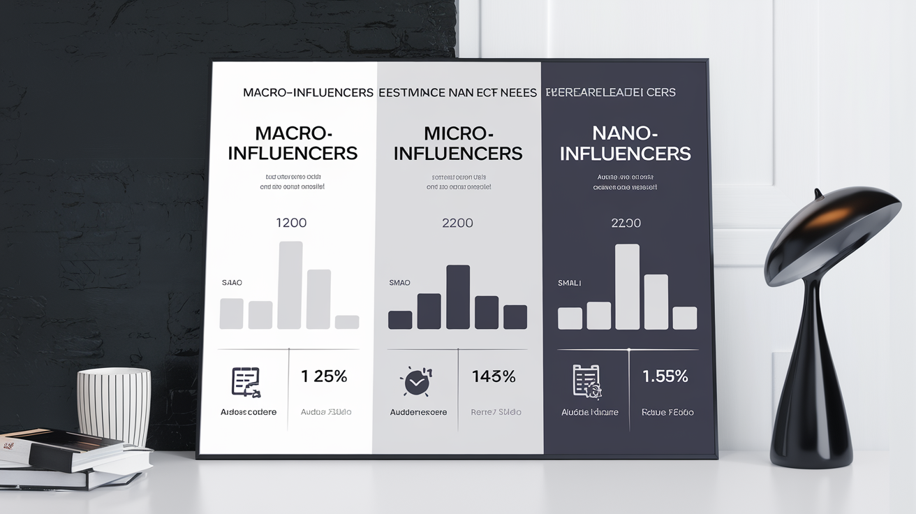 Tableau comparatif des influenceurs macro, micro et nano sur Instagram