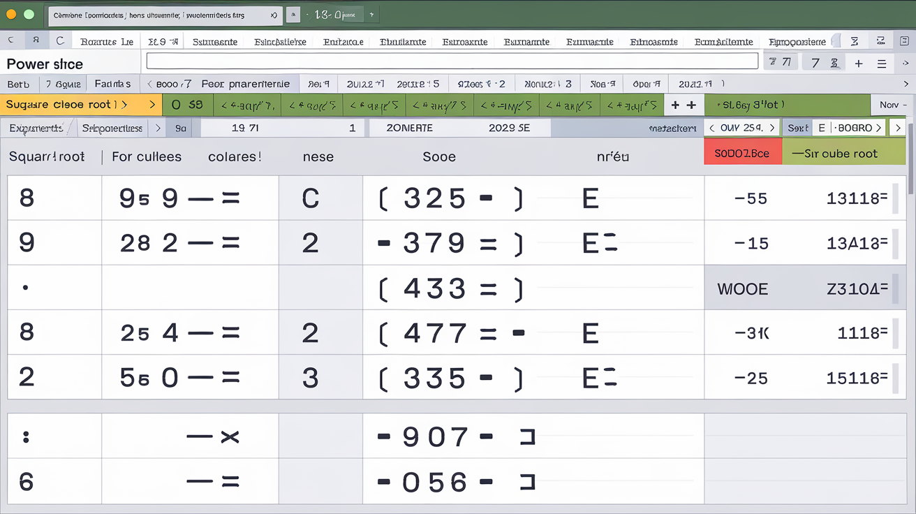 Exemple d'application de la fonction PUISSANCE pour calculer des racines carrées et cubiques.