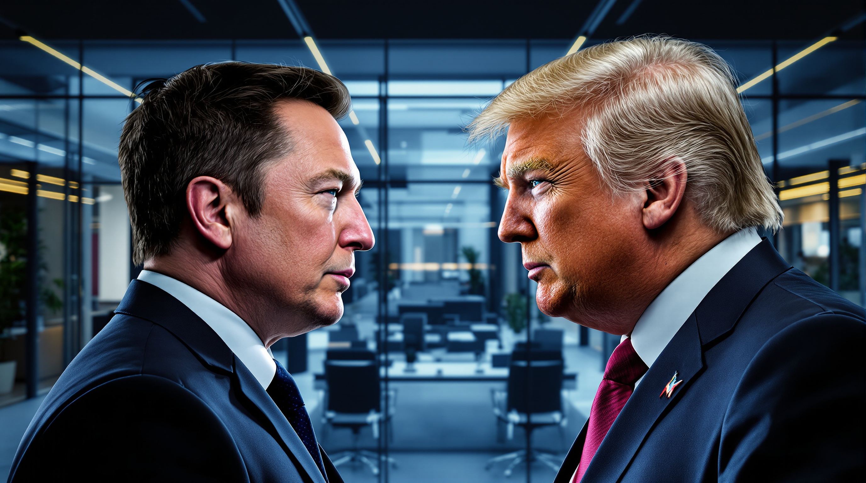 Face-à-face tendu Elon Musk et Donald Trump débat télétravail