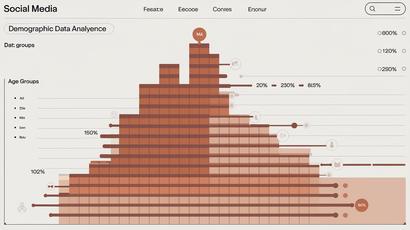 Graphique illustrant l'analyse démographique d'une audience sur les réseaux sociaux.