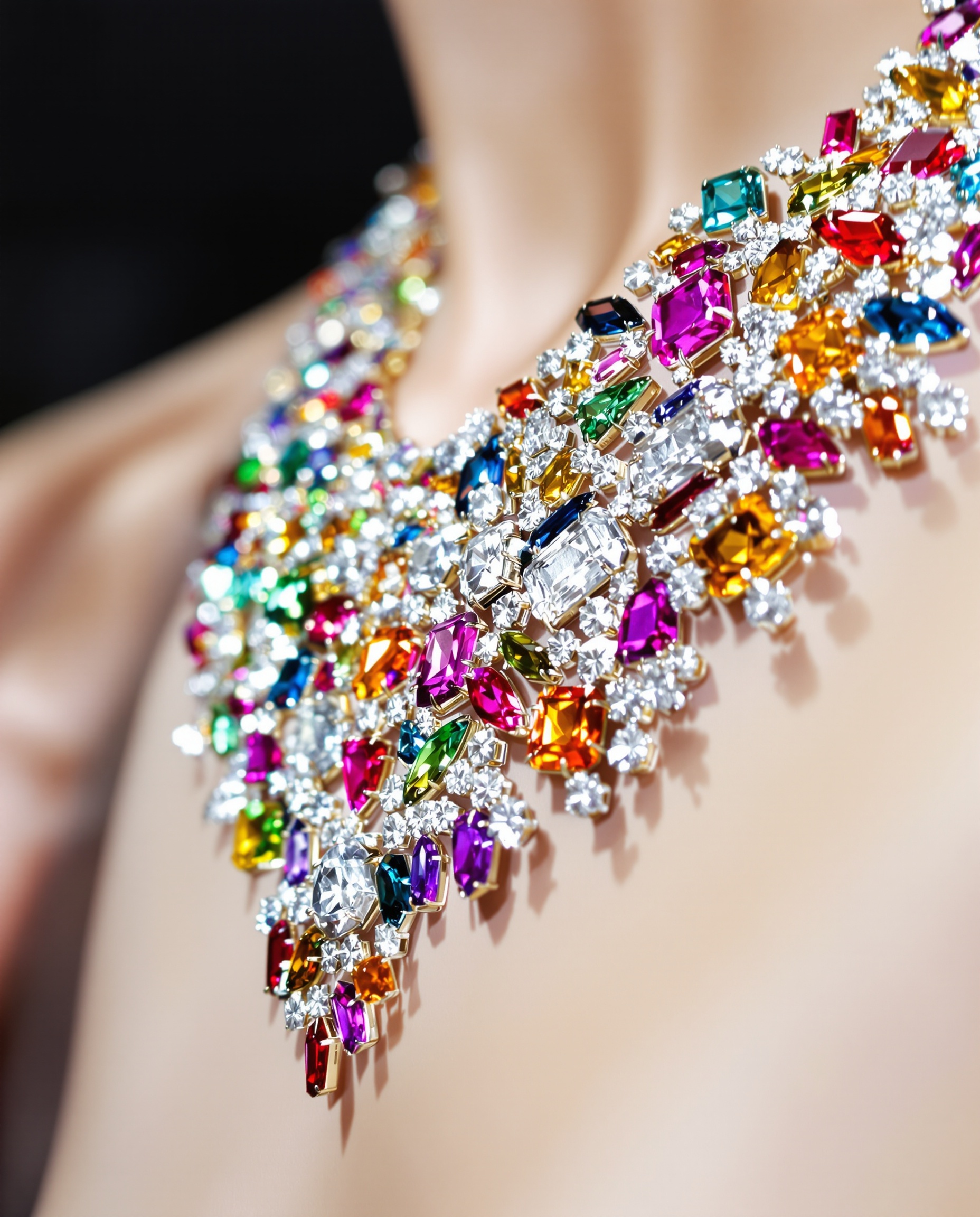 Collier spectaculaire de la collection Heidi Horten : diamants taille émeraude, monture sophistiquée Art Déco