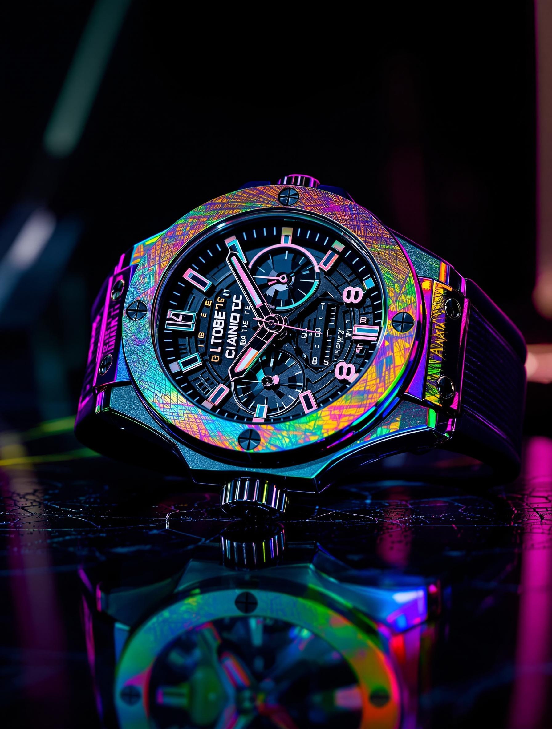 Hublot Big Bang DJ Snake, montre en titane irisé.