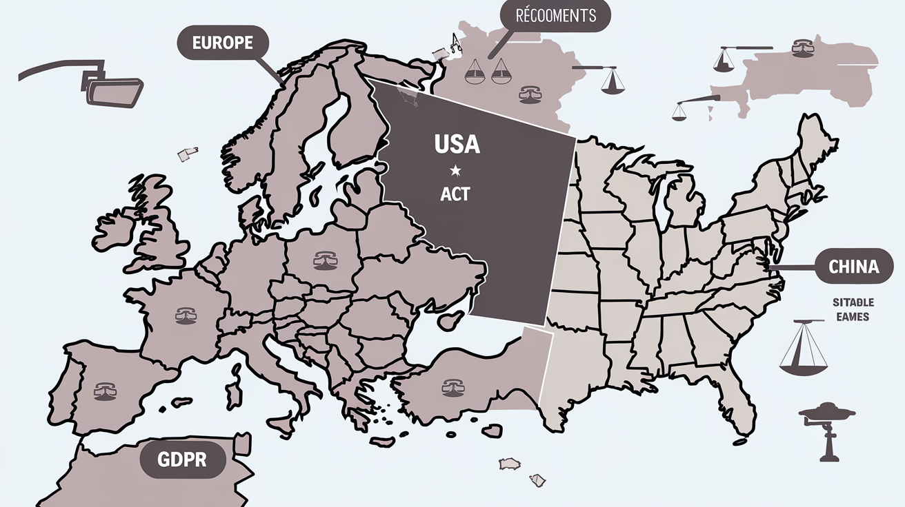 Carte des législations sur la reconnaissance faciale en Europe, aux USA et en Chine