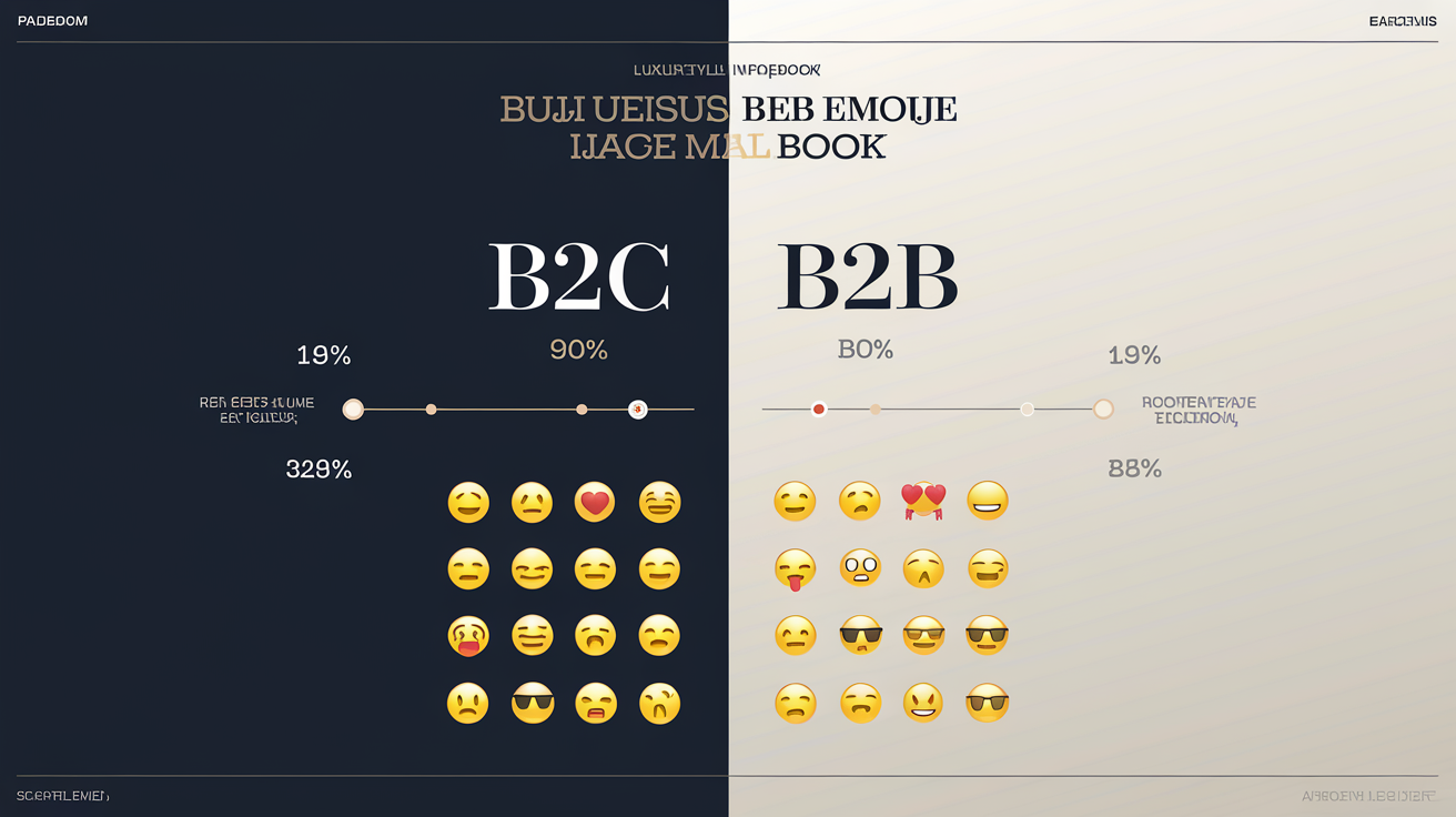 Infographie comparant l'utilisation des emojis en B2C et B2B sur Facebook.