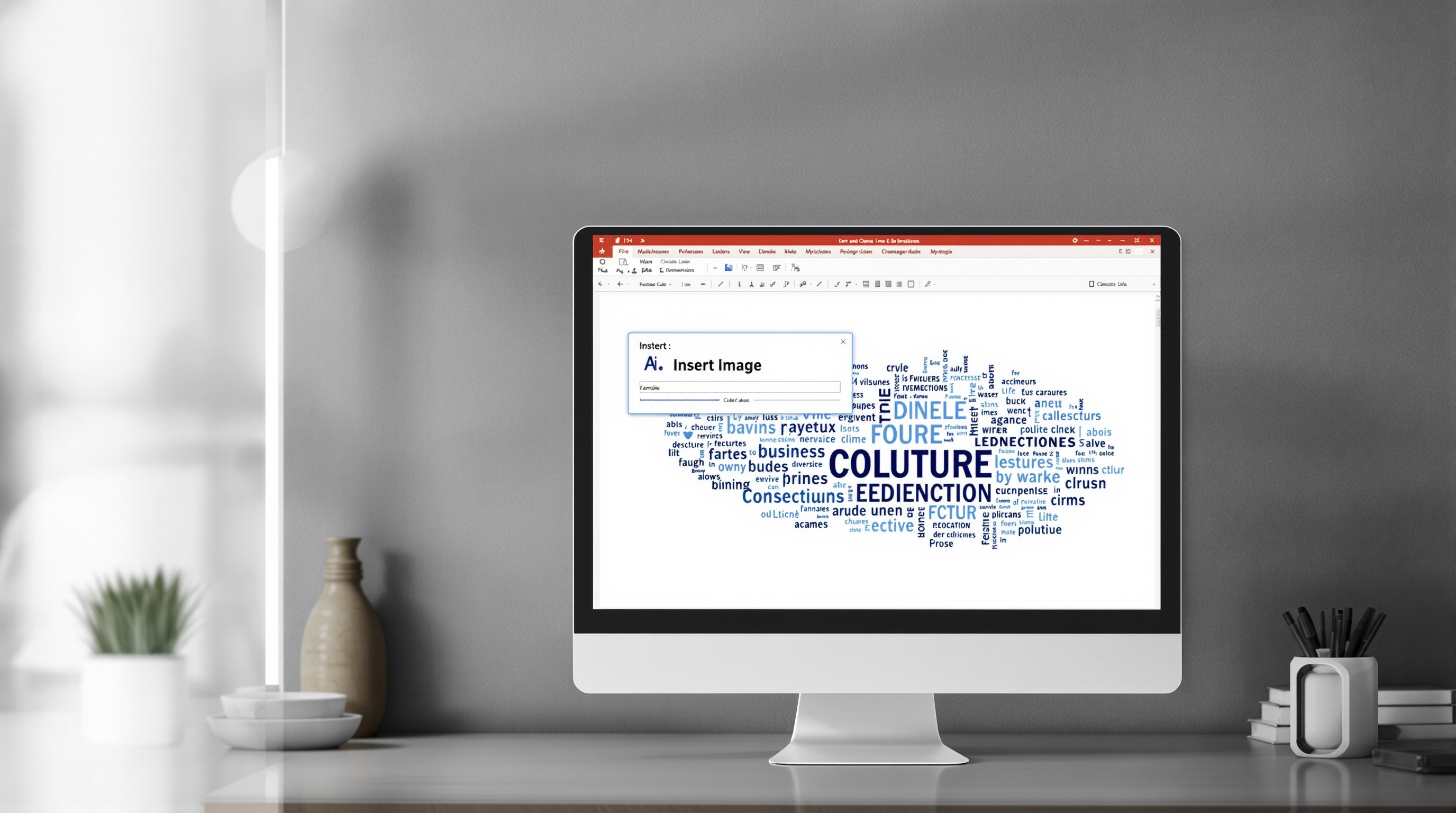 Insertion d’un nuage de mots dans PowerPoint – fenêtre ouverte sur l’option image