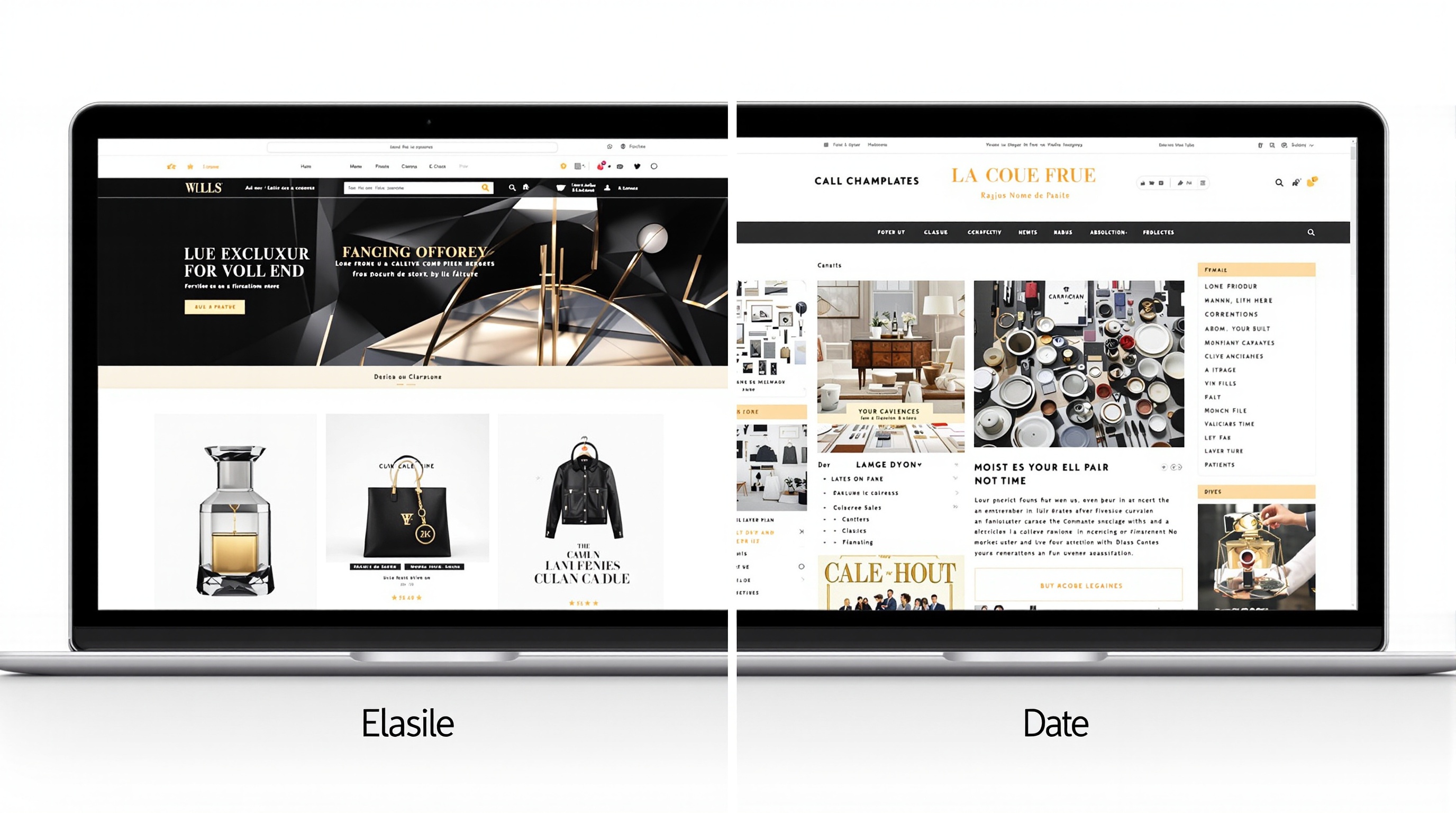 Comparaison entre une interface e-commerce moderne et une plateforme datée