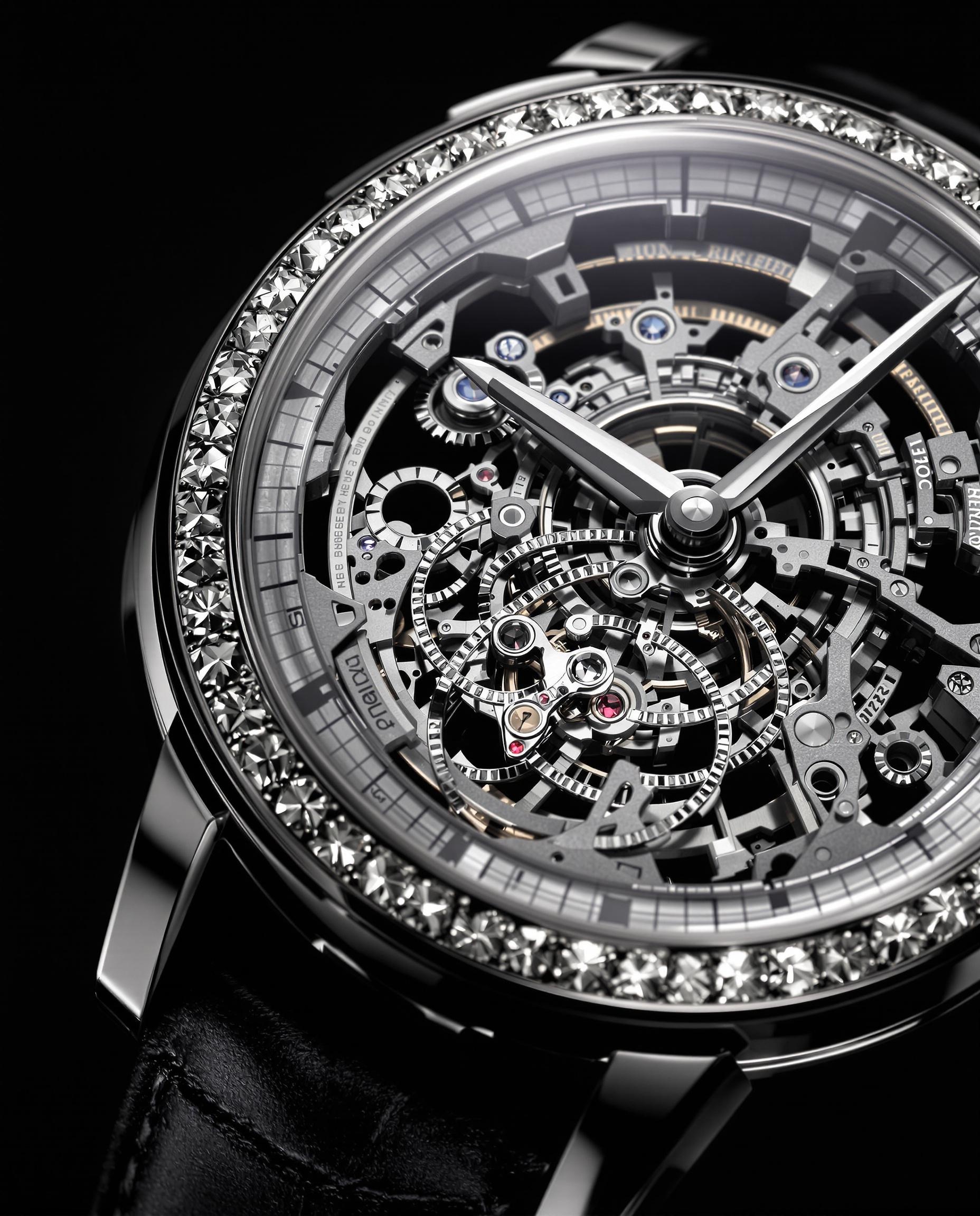 Montre Piaget homme squelette ultra-mince, incrustée de pierres précieuses, mettant en valeur la fusion mécanique et joaillière.