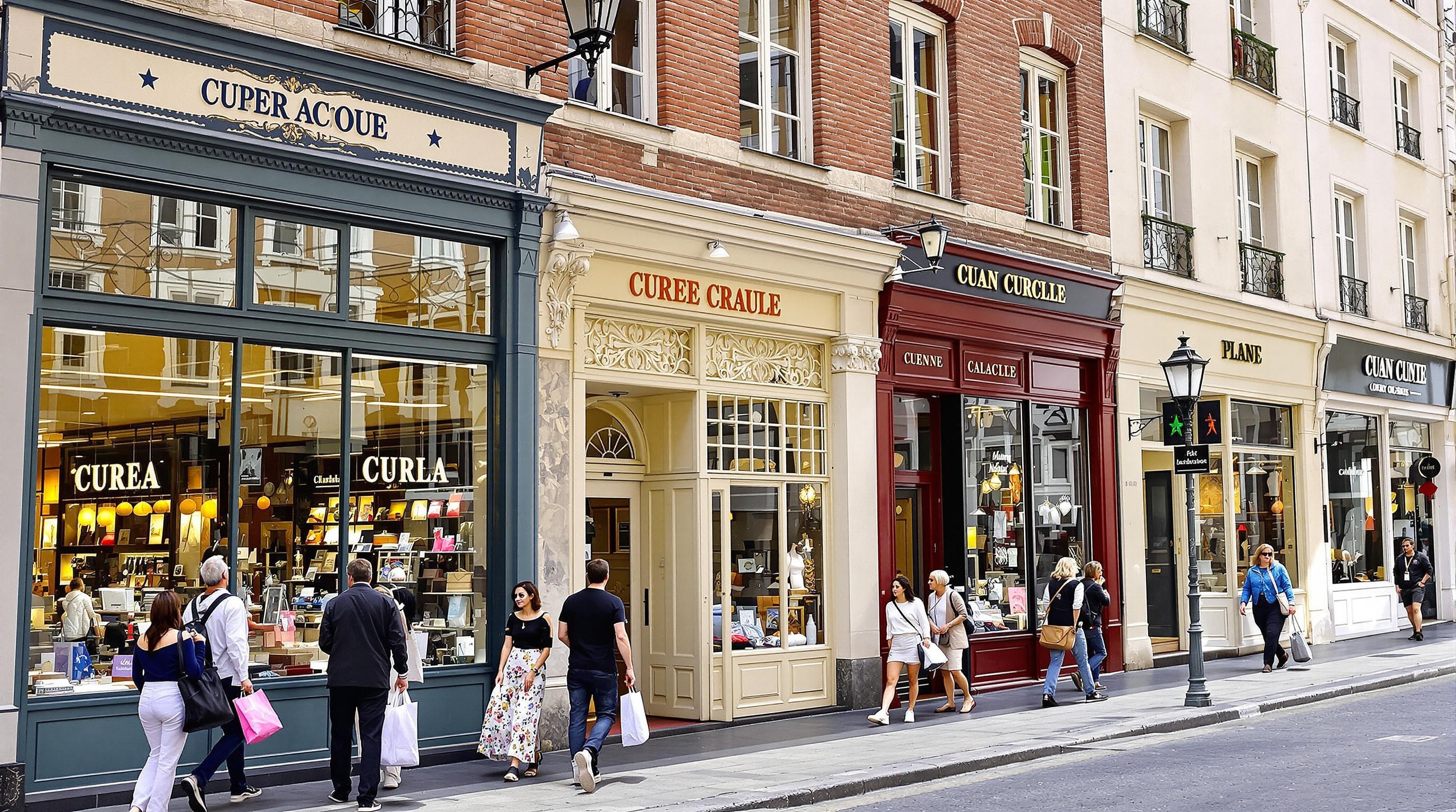 Rue commerçante avec des boutiques brick and mortar