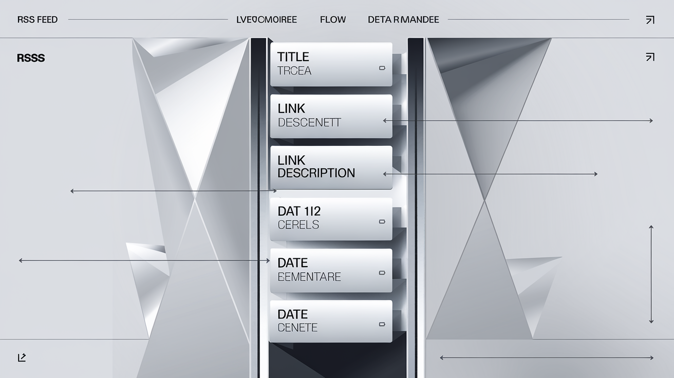 Structure d'un flux RSS en XML avec titres, liens et descriptions