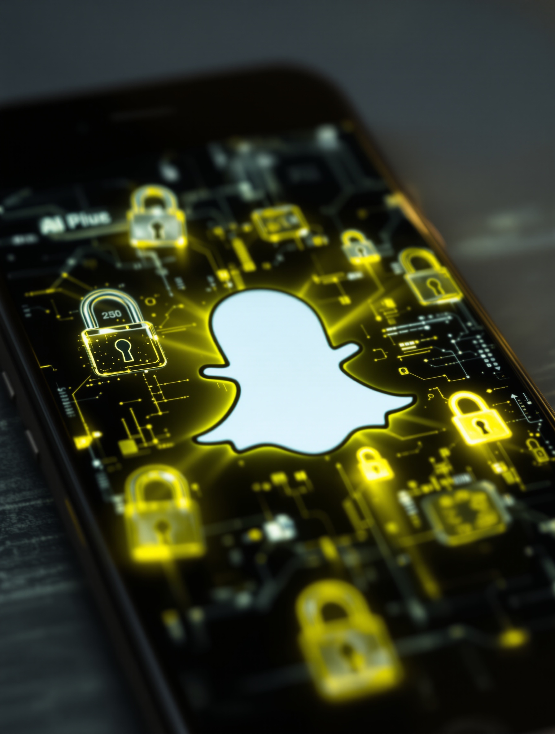 Smartphone Snapchat IA vie privée cadenas