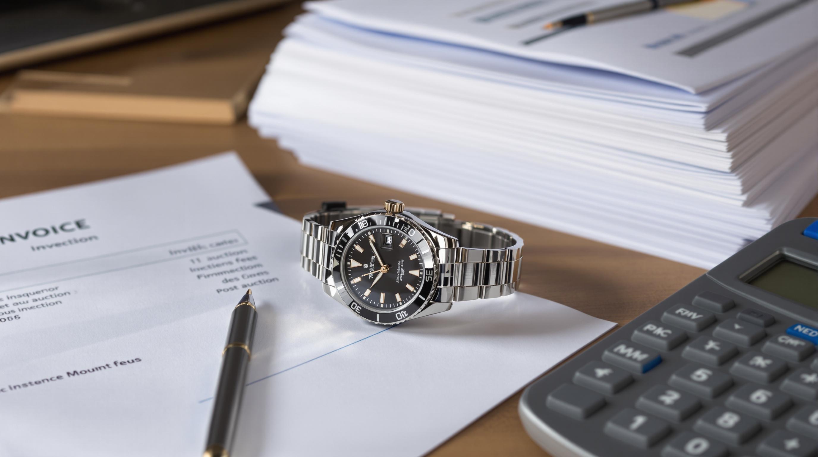 Tableau des frais et commissions post-adjudication pour montres de luxe