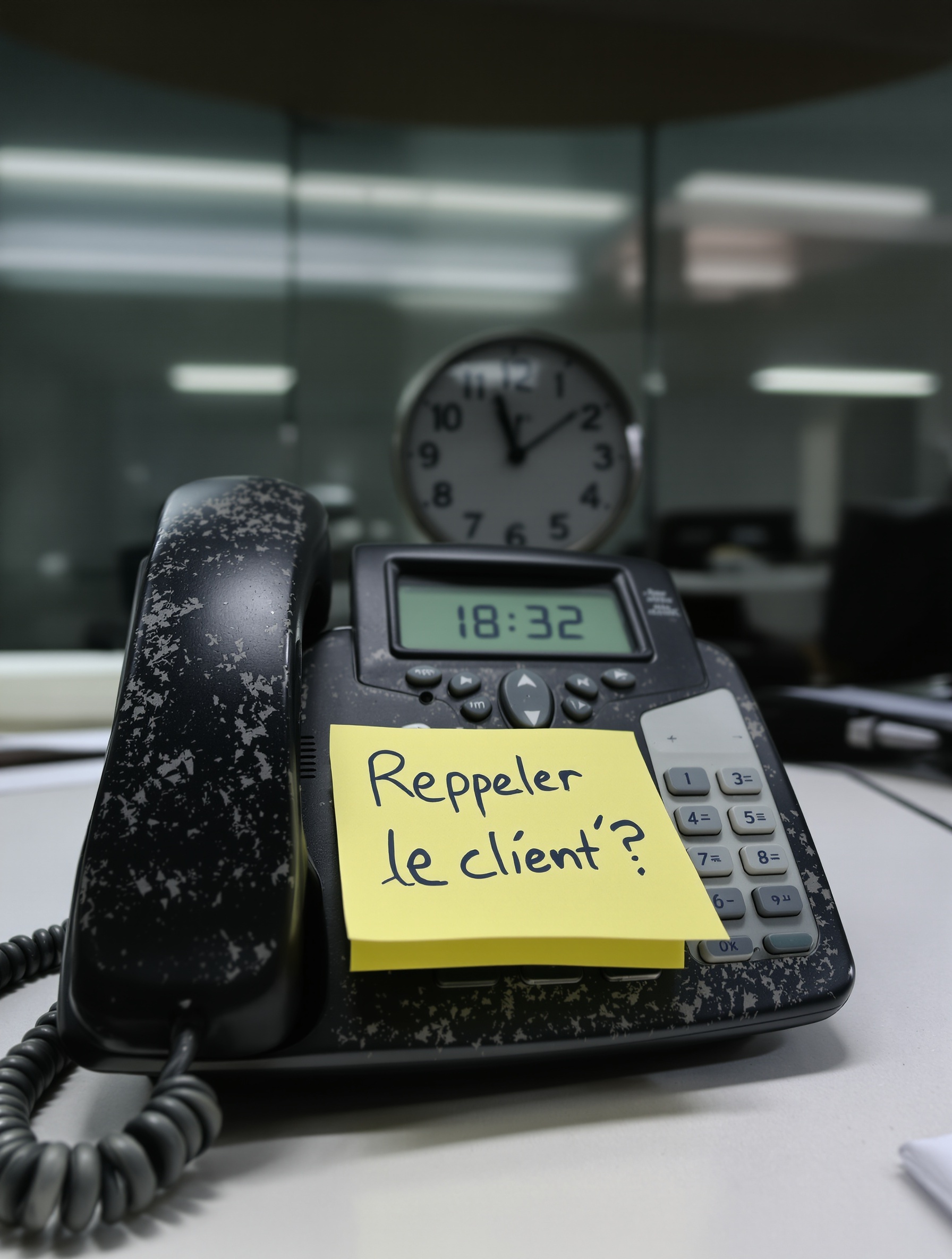 Téléphone fixe d'entreprise poussiéreux illustrant un répondeur obsolète